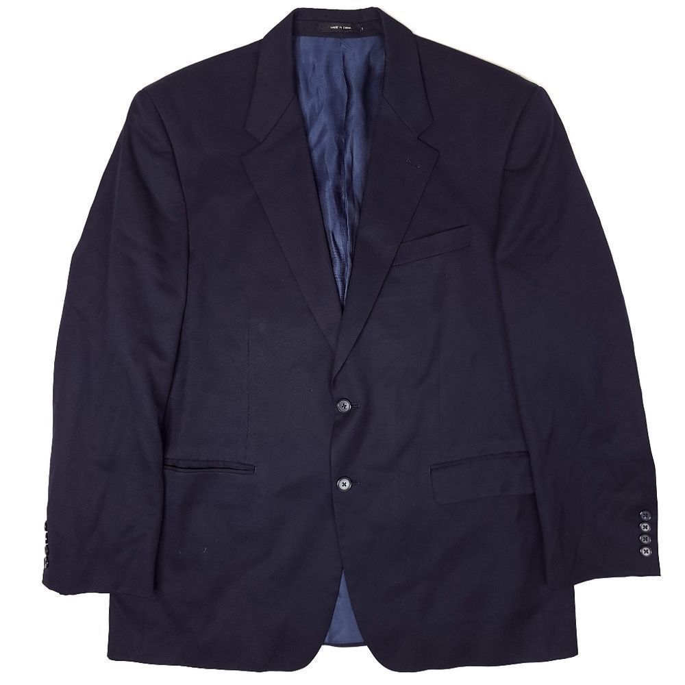 Ralph Lauren LRL 100% Wool Blazer Jacket Mens 43R Navy 2 Button Designer USA